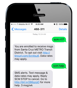 Example: Mobile phone screenshot with outgoing message to 468-311 that reads 