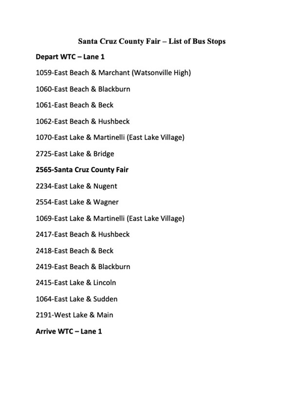 3 List of Bus Stops